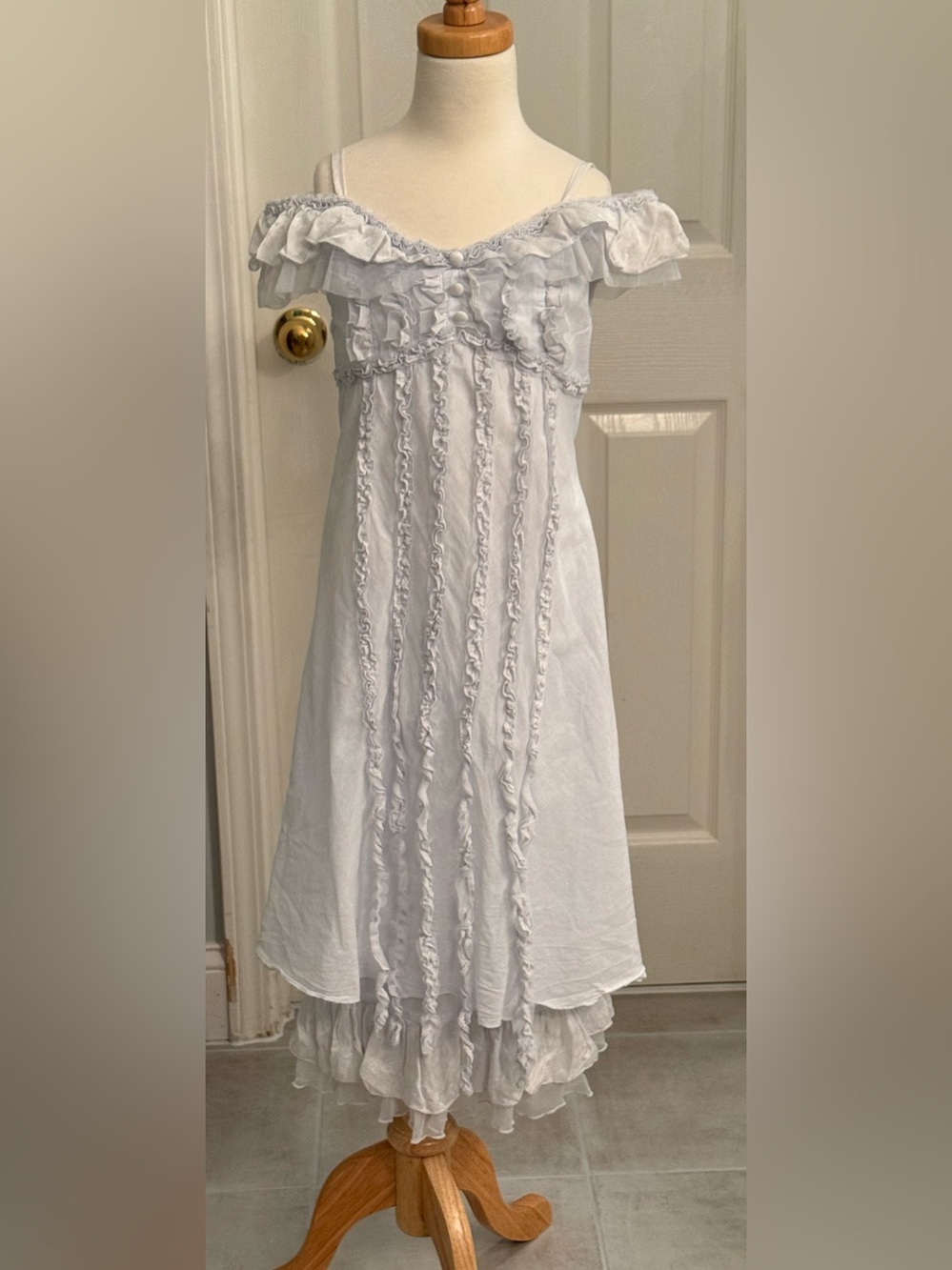 Biscotti Baby Blue Off Shoulder Dress with shoulder straps Sz 10